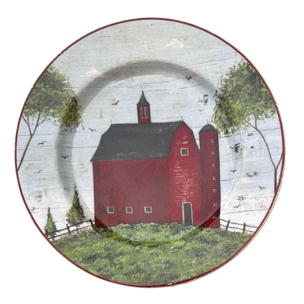 Sakura Warren Kimble Barns Salad Dessert Plate 8 Set of 2 Brandon House Vintage